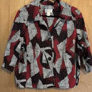 CJ Banks Red and Black Patterned Jacket